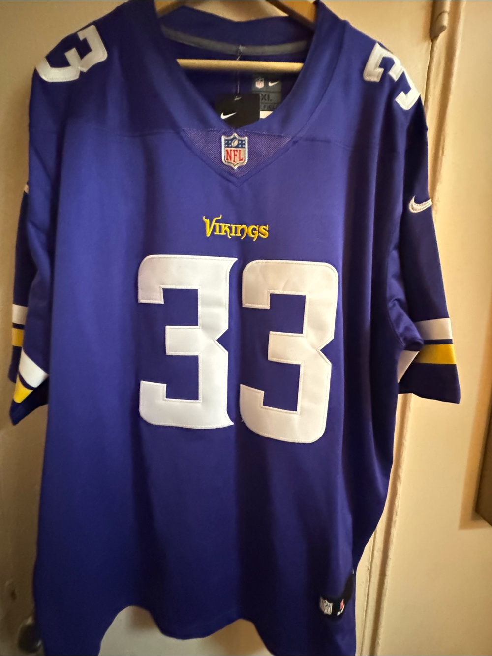 NFL Minnesota Vikings Purple and White #33 Jersey by Nike